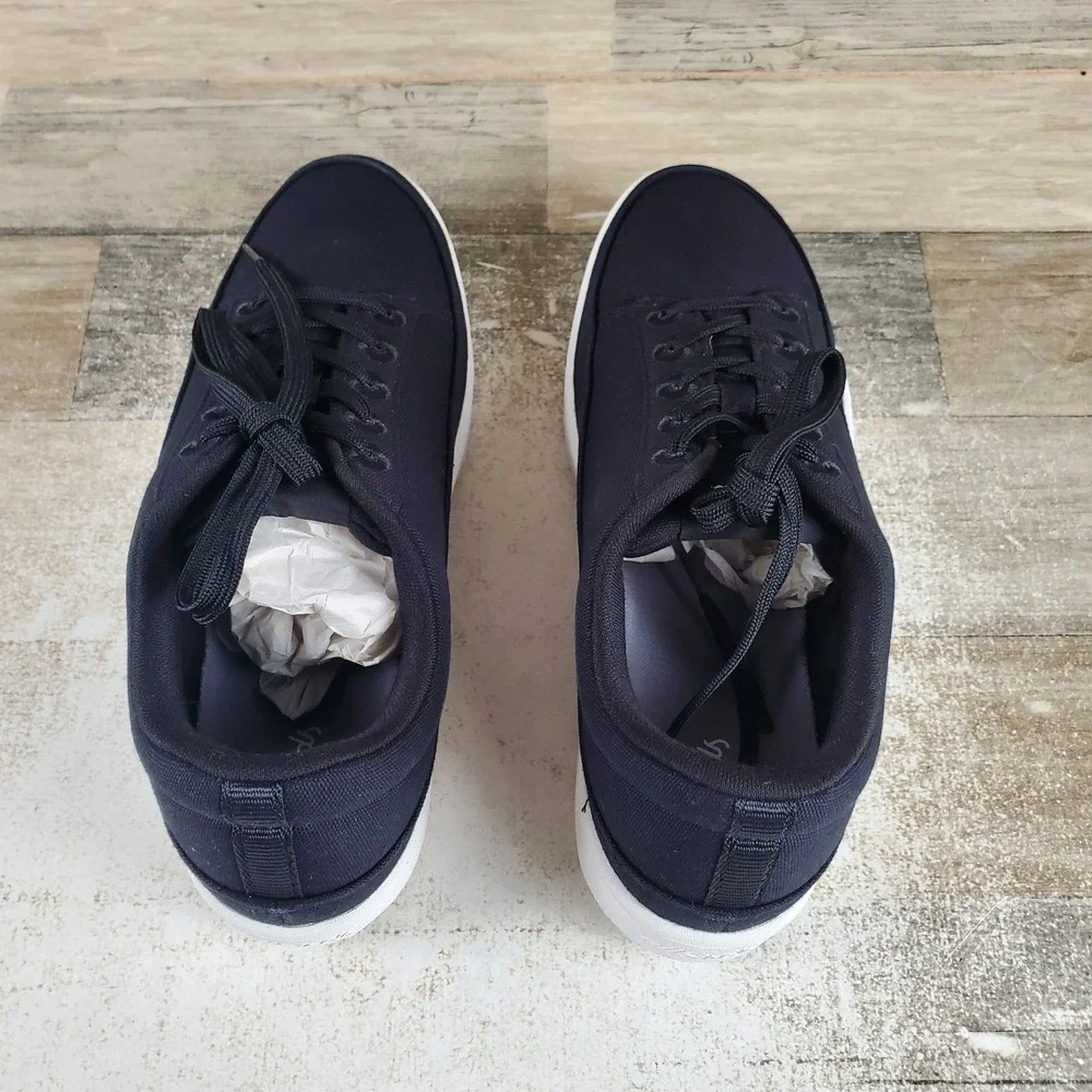 Allbirds Canvas Pacer Womens Shoes Sz 9 W Natural Black Blizzard Lace Up Sneaker